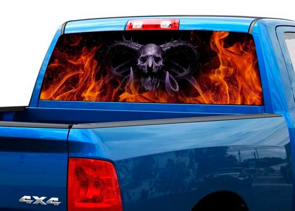 Death Demon in flame Achterruit Sticker Sticker Pickup Truck SUV Auto