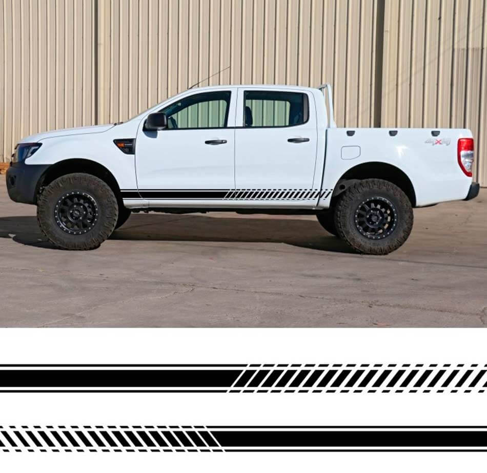 2 PC Gradiënt zijstreep grafische Vinyl sticker voor Ford ranger 2012 - 2020 sticker