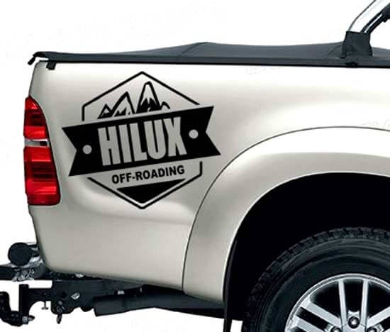 2 PC ACHTER STICKER hilux off road DECAL VOOR TOYOTA HILUX decals badges detaillering sticker