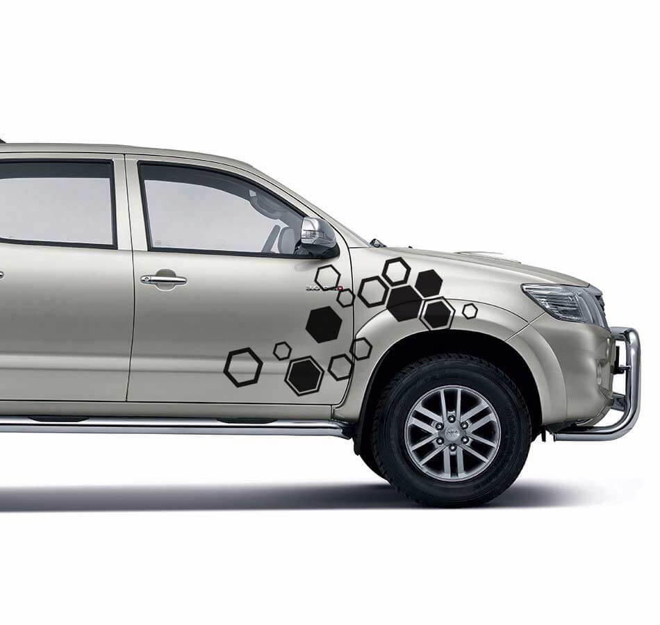 Hexagon Stijl Zijvinyl Decal Kit voor Toyota Hilux Vigo 2011