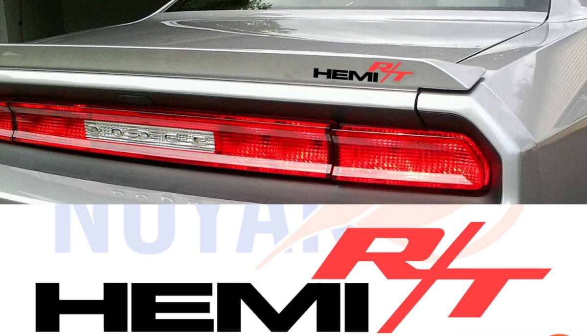 HEMI R/T Stijl Embleem Zij Vinyl Decal Set voor Dodge Challenger