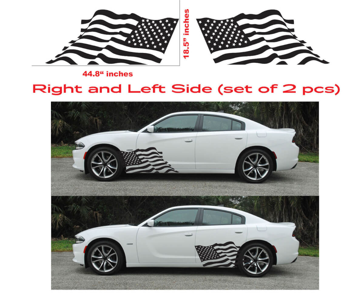 Amerikaanse vlag zijdeur vinyl decal set voor Dodge Charger