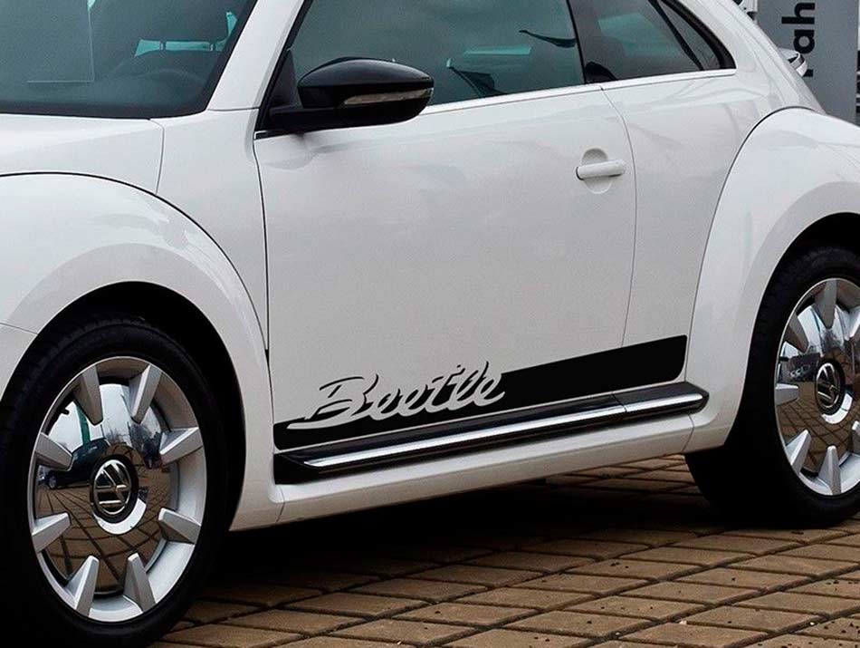 Beetle Script Zijstrepen Vinyl Decal Set voor Volkswagen Beetle