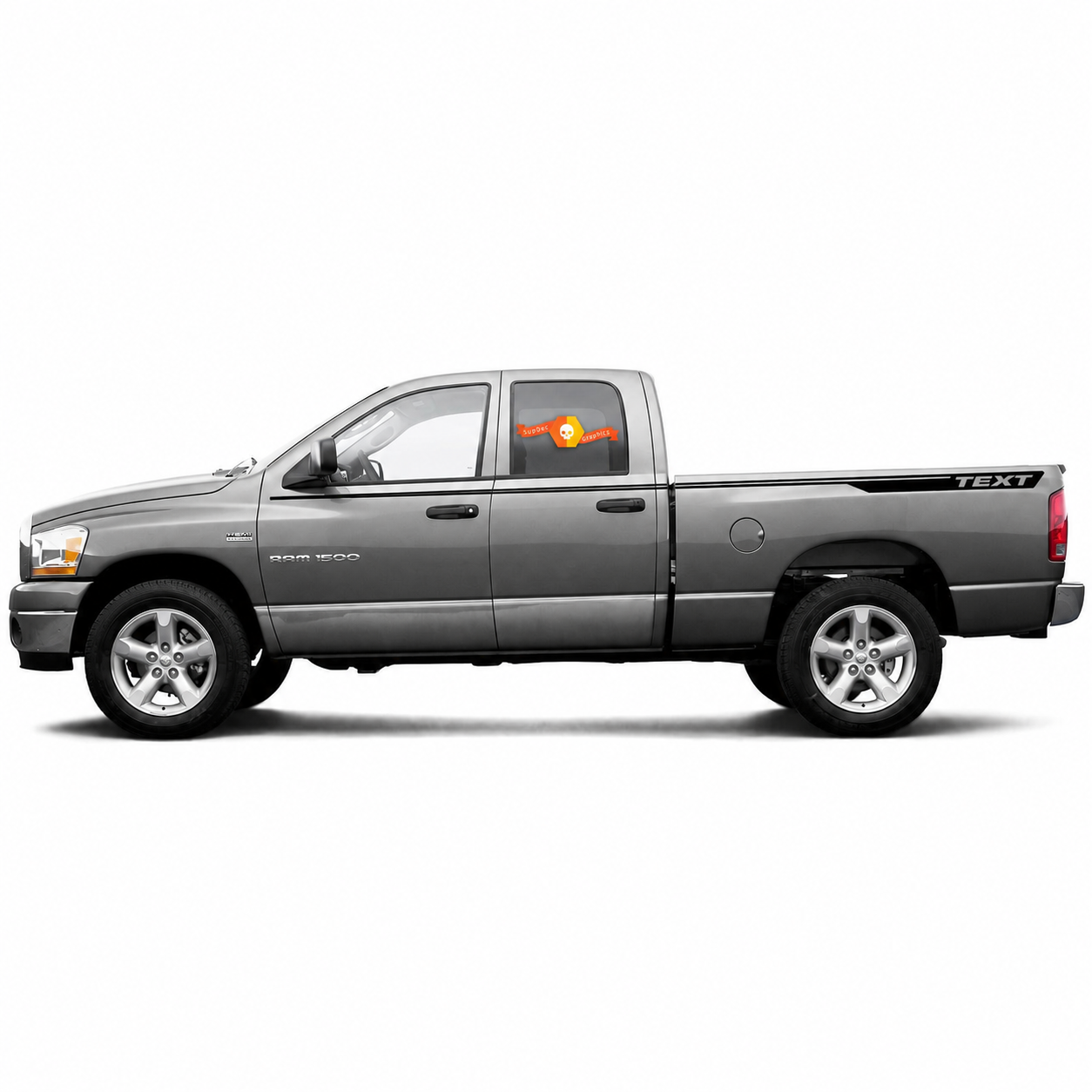 Aangepaste Tekststijl Strepen Zijvinyl Decal Sticker voor Dodge Ram 1500
