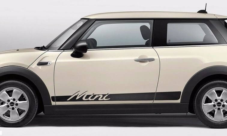 Mini Cooper S F56 2014-2016 - zijstrepen graphics Mini belettering porsche stijl