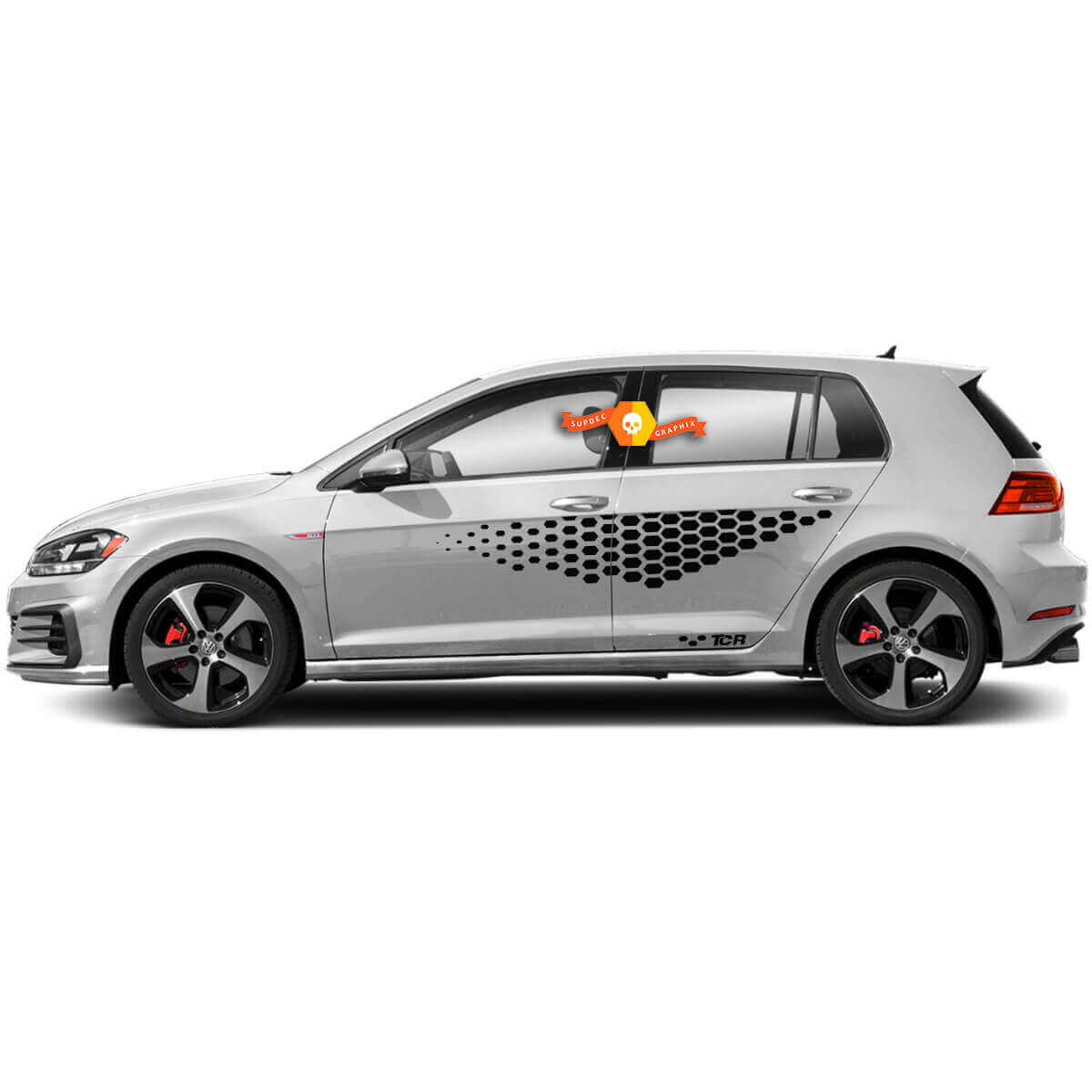 TCR Honingraat Zijdeur Vinyl Decal Set voor Volkswagen Golf