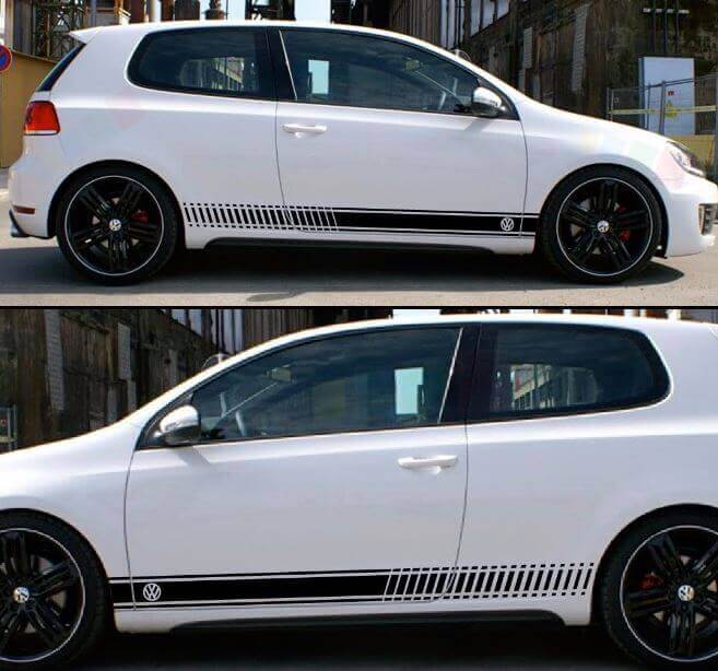Ruitmotief Zijstreep Vinyl Decal Kit voor Volkswagen VW Golf GTI MK1-MK7