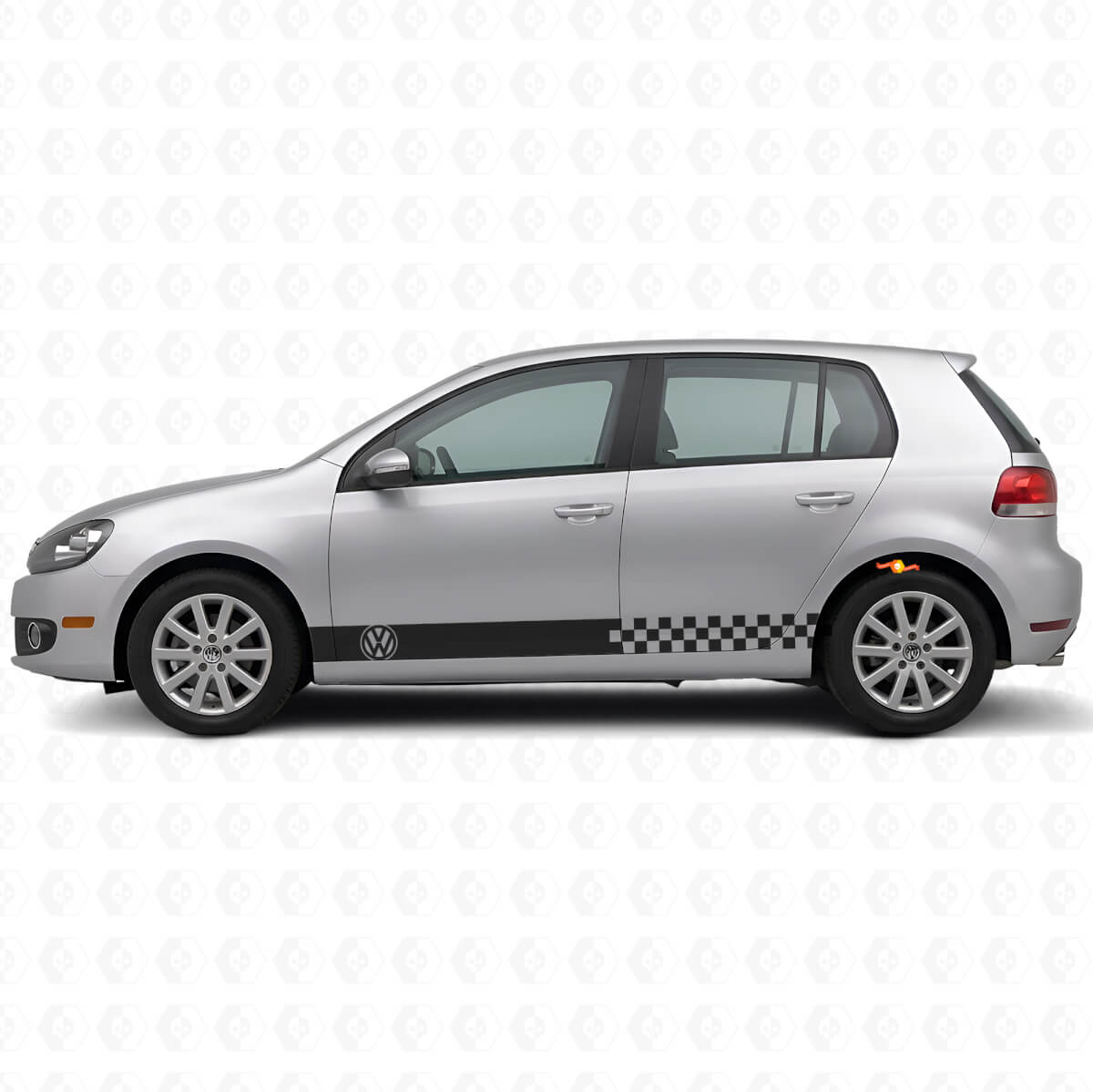Geblokte Zijstrepen Vinyl Decal Kit voor Volkswagen Golf Mk4-Mk7 GTI R32