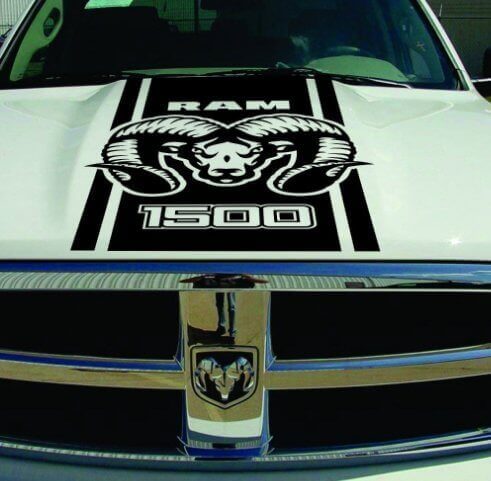 Hemi-stijl motordeksel vinylstrepen decal voor Dodge Ram 1500 2500HD 3500HD