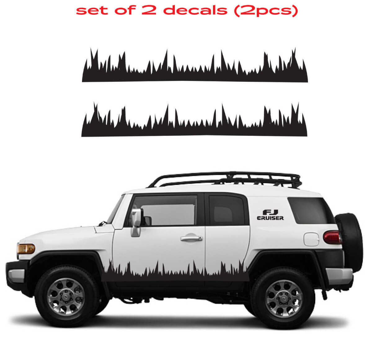 Gras Silhouet Zijdeur Vinyl Decal Set voor Toyota FJ Cruiser