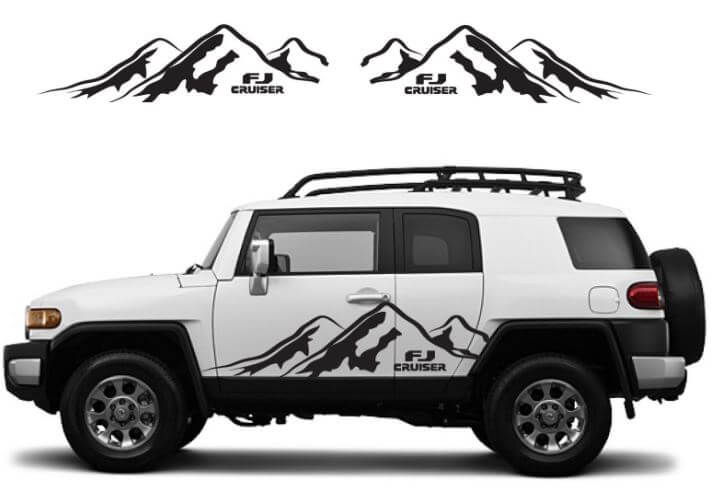 Mountain Range Deur Vinyl Decal Set voor Toyota FJ Cruiser
