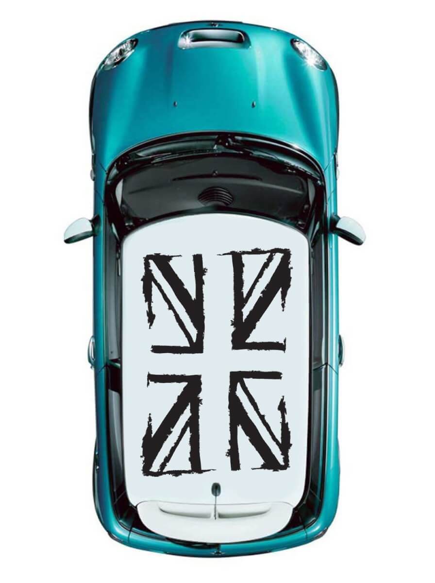 Grunge Stijl Britse Vlag Dak Vinyl Decal Set voor MINI Cooper