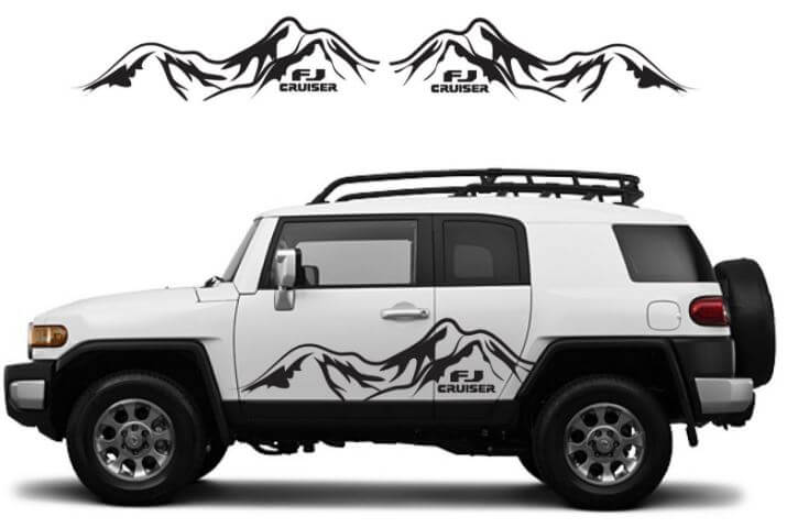 Mountain Range Zijdeur Vinyl Decal Set voor Toyota FJ Cruiser