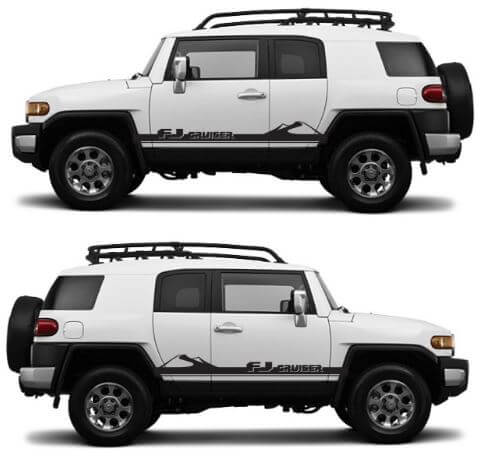 Mountains Style Deurzijstrepen Vinyl Decal Set voor Toyota FJ Cruiser