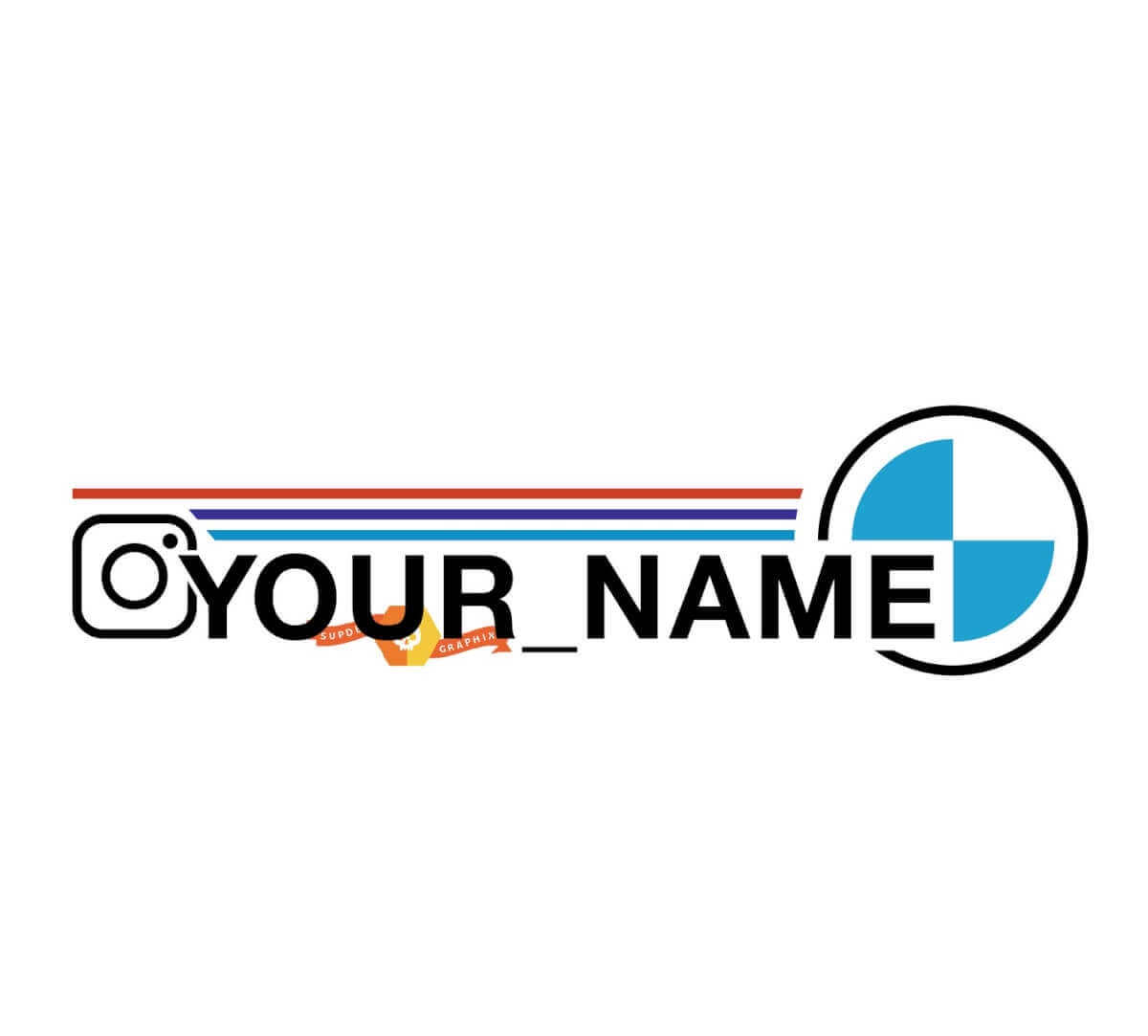 Aangepaste Instagram-gebruikersnaam BMW-stijl vinylstickerset