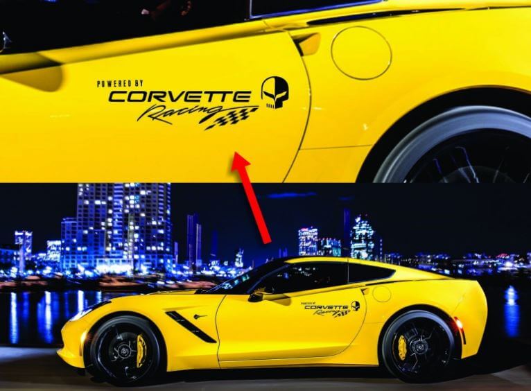 Corvette Racing Stijl Deur Logo Vinyl Decal Paar voor Chevrolet Corvette