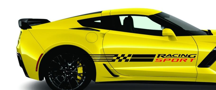 Racing Sport Zijstreep Vinyl Sticker Set voor Chevy Corvette