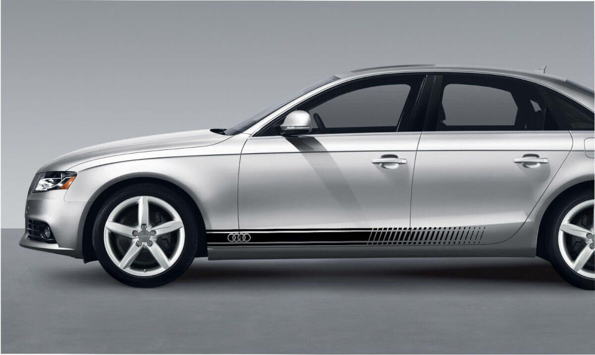 Ringen Logo Zijstrepen Vinyl Decal Kit voor Audi A3 A4 A5 A6 A8 RS