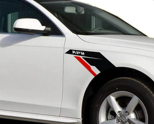 APR-stijl spatbord zijwervel vinyl decalset voor VW BMW Audi