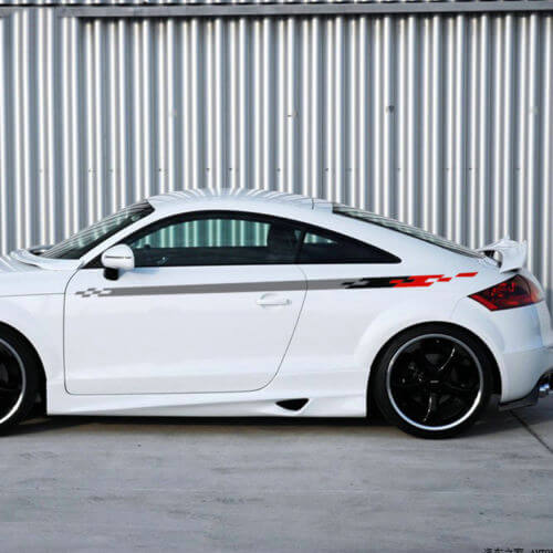Ruitvormige Race Strepen Zij Vinyl Decal Kit voor Audi Honda Auto's