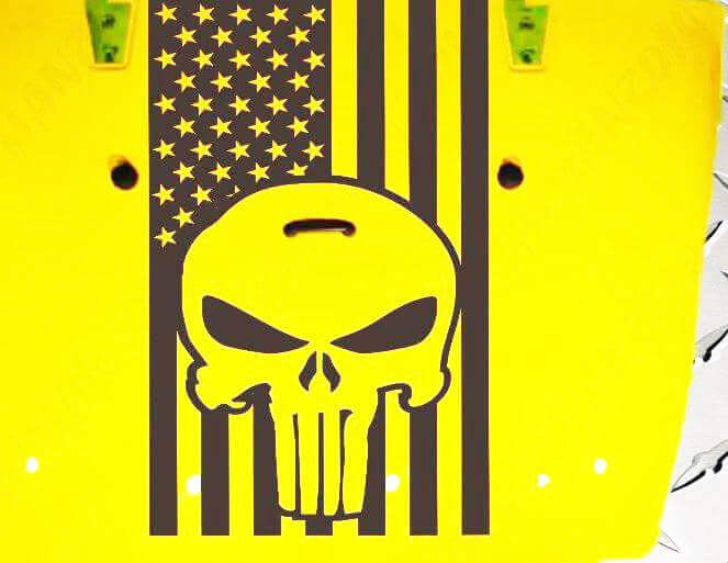 Amerikaanse Vlag Punisher Schedel Motorkap Vinyl Sticker voor Jeep Wrangler