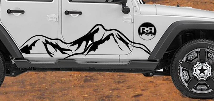 Mountains Range Zijdeur Vinyl Decal Sticker voor Jeep Wrangler