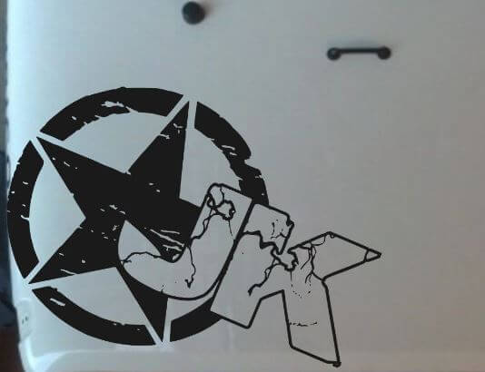 Versleten Ster Motorkap Banner Vinyl Sticker voor Jeep Wrangler JK