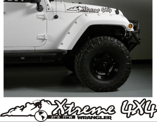 Paar Jeep Wrangler Xtreme 4x4 Vinyl Hood Stickers Decals JK JKU
