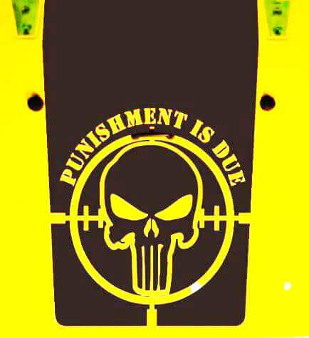 Punishment Is Due Skull Vinyl Motorkapsticker voor Jeep Wrangler