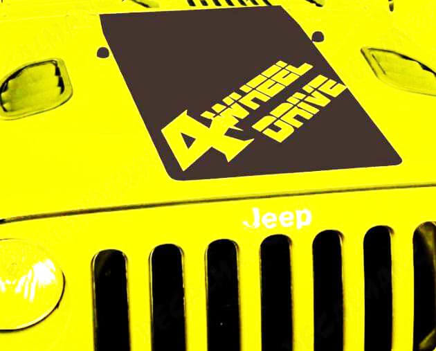 Blackout 4 Wheel Drive Motorkap Vinyl Decal voor Jeep Wrangler