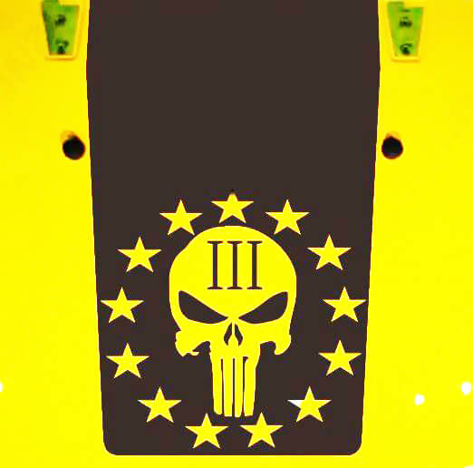 Punisher-Stijl Schedel Sterren Blackout Motorkap Vinyl Decal voor Jeep Wrangler JK JKU LJ TJ