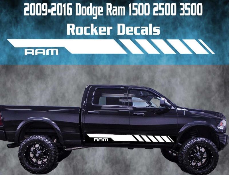 2009-2016 Dodge Ram Rocker Stripe Vinyl Decal Graphic Racing 1500 2500 3500 Hemi