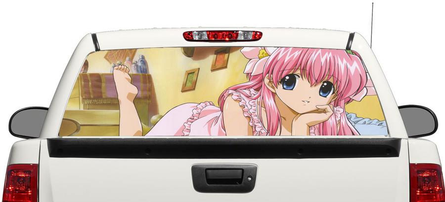 Anime Meisje Cartoon Achterruit Decal Sticker Pick-up Truck SUV Auto 3