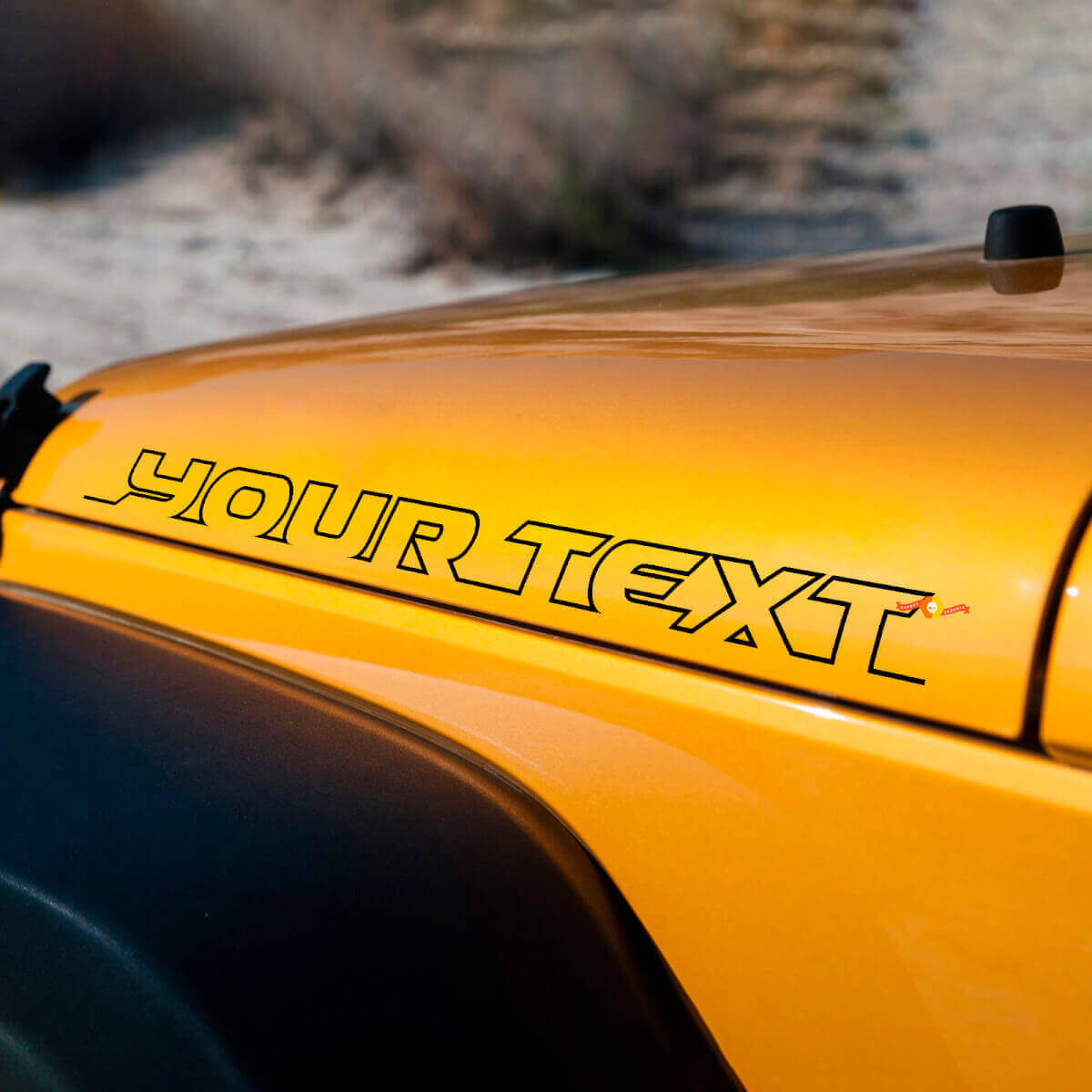Outline Lettering Motorkap Zij Vinyl Decal Kit voor Jeep Wrangler Rubicon Sahara