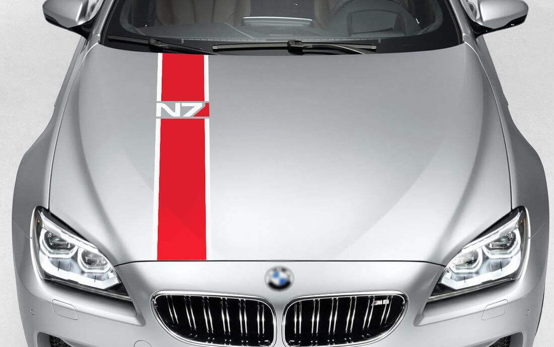 Mass Effect N7 Geïnspireerde Motorkapstreep Vinyl Decal voor Auto's