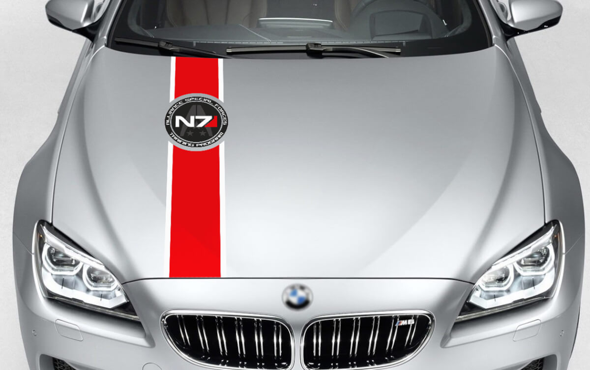 Mass Effect N7 Logo Systems Alliance Navy ALLIANCE SPECIAL FORCES stickers op de motorkap