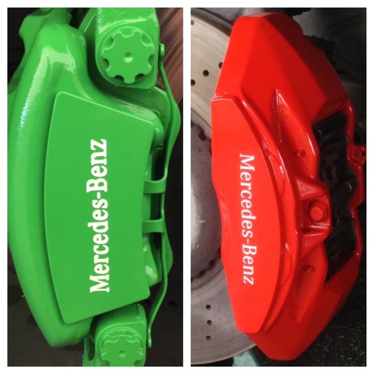 8-delige set witte Mercedes Benz remklauw vinylstickers sticker logo overlay AMG
