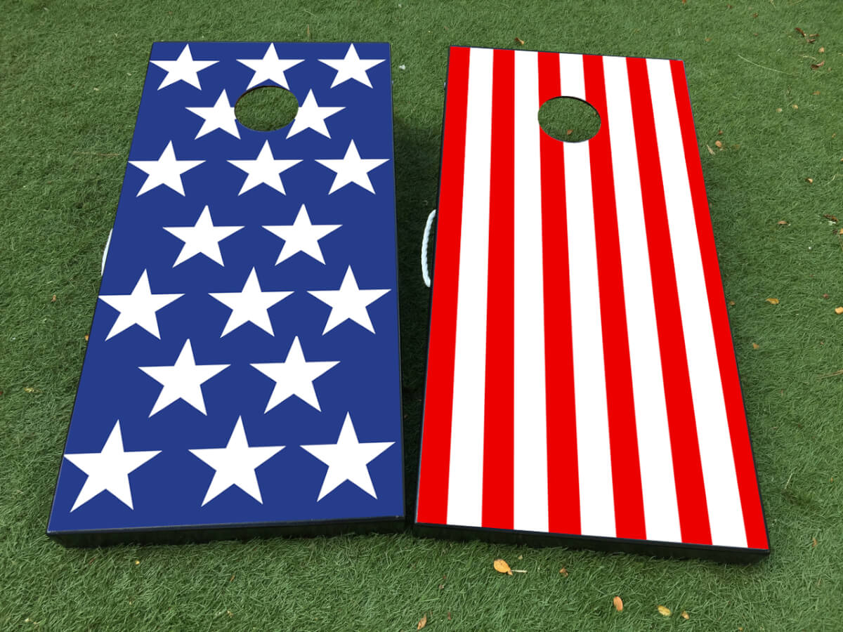 Set vinyl wraps voor cornholebord met Amerikaanse vlag