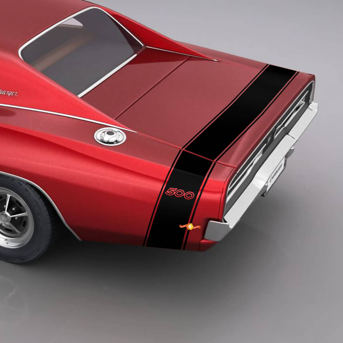 Achterklep en spatbord 500 strepen stickers voor 1969 Dodge Charger 500
