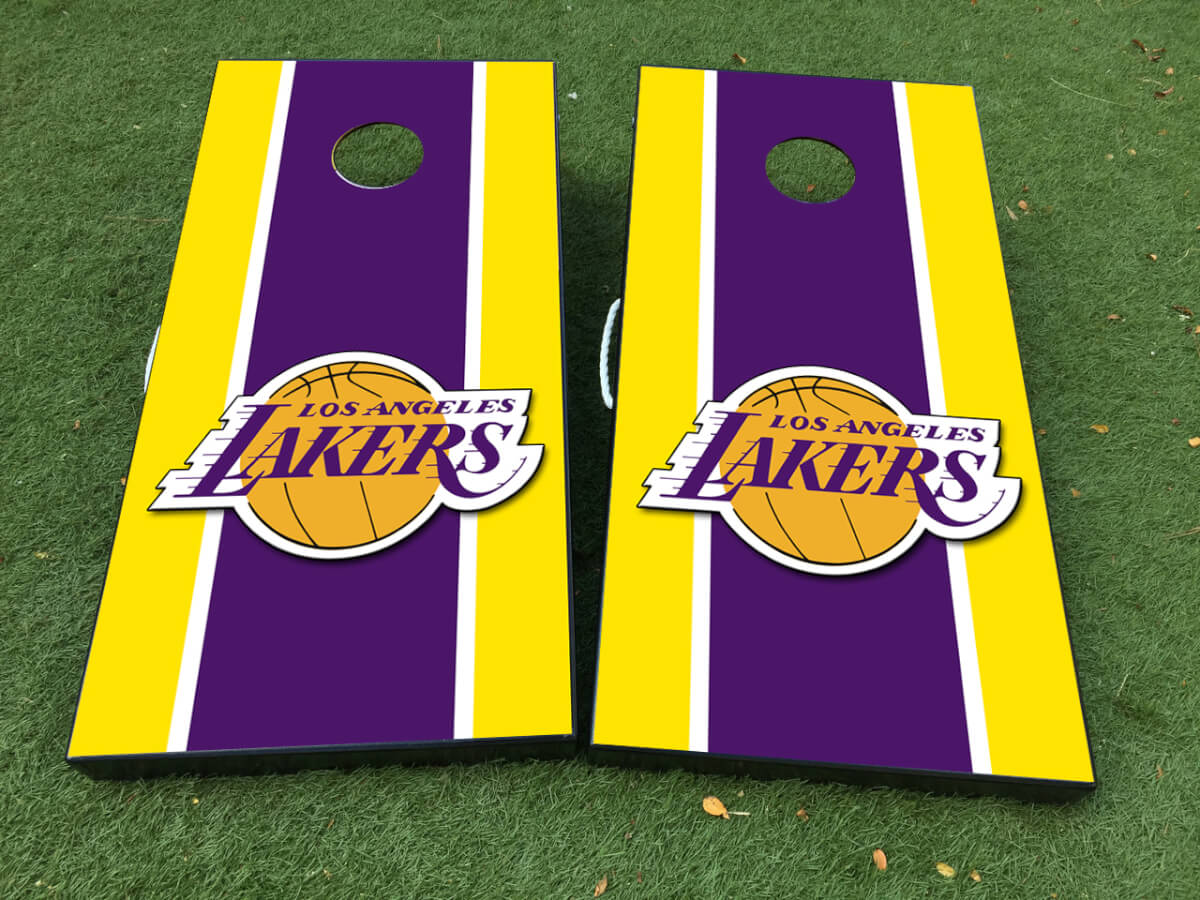Los Angeles Lakers Stijl Cornhole Board Vinyl Wrap Decal Set