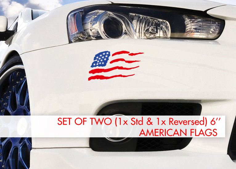 2x Std omgekeerde USA Amerikaanse vlag sterren strepen patriottische auto vrachtwagen vinyl sticker sticker