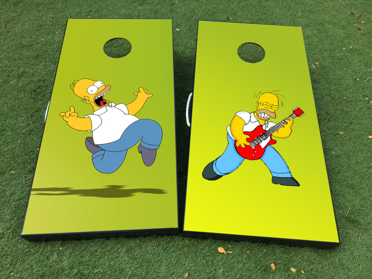 Homer Simpson Duizelig en Rockstijl Cornhole Bord Vinyl Wrap Stickers