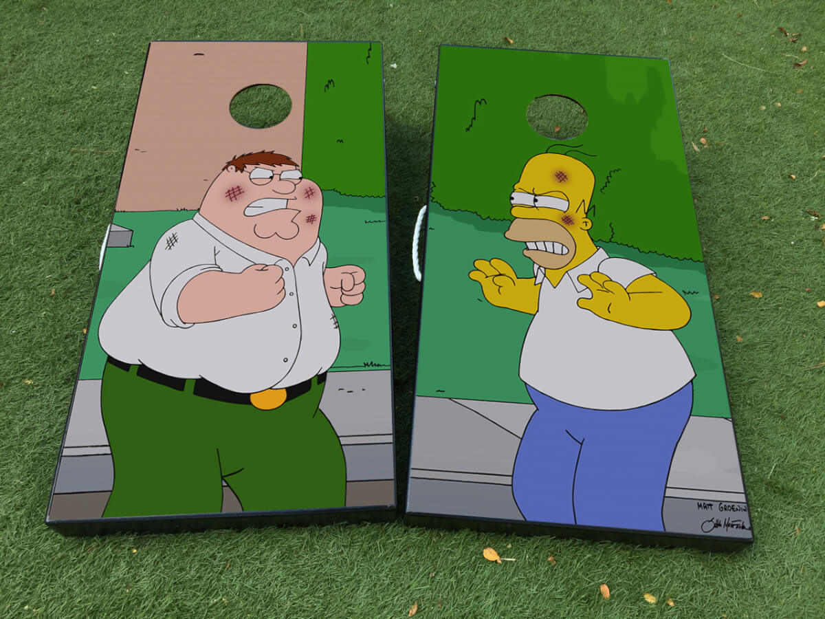 Homer Simpson & Family Guy Cornhole Board Vinyl Wrap Decal Set