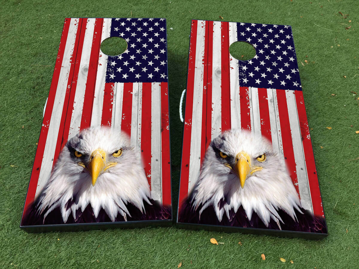American Eagle USA-vlag Cornhole Board Wrap Decal Set