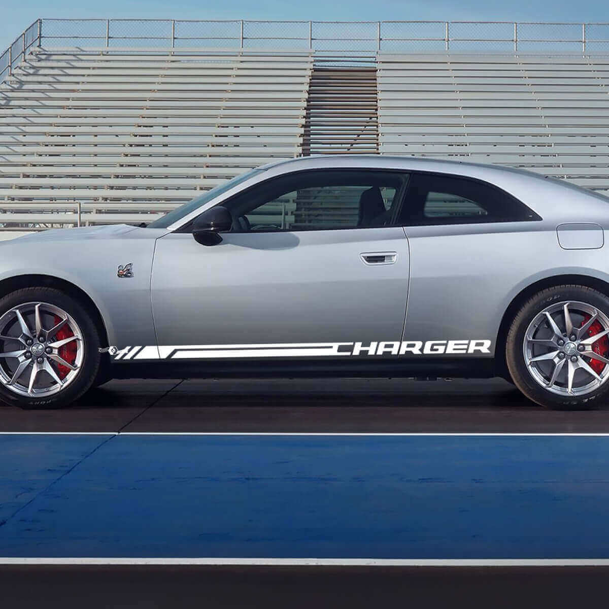 Oplaadbare zijschermstrepen vinyl decal voor Dodge Charger Electric
