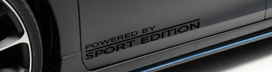 2 - POWERED BY SPORT EDITION Vinyl rok race sticker deurlogo sticker ZWART