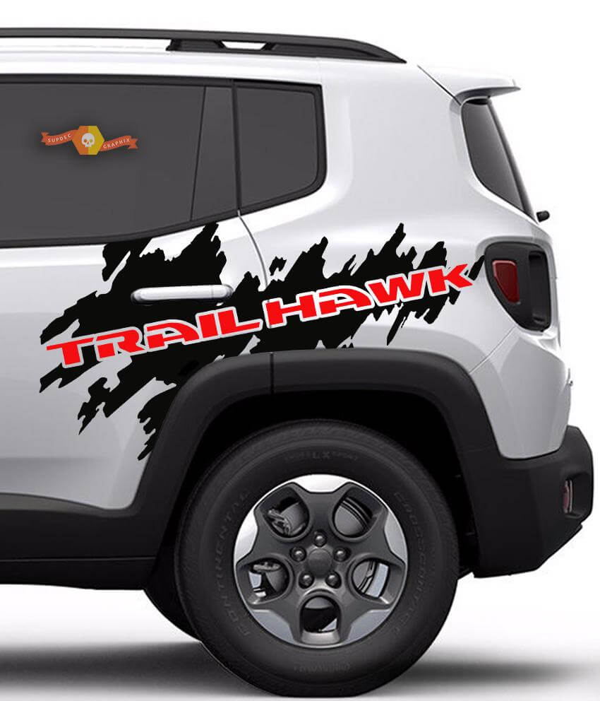 opleggen Prestatie Meter 2 kleuren Jeep Renegade Cherokee Trailhawk Side Splash Logo Graphic Vinyl  Decal