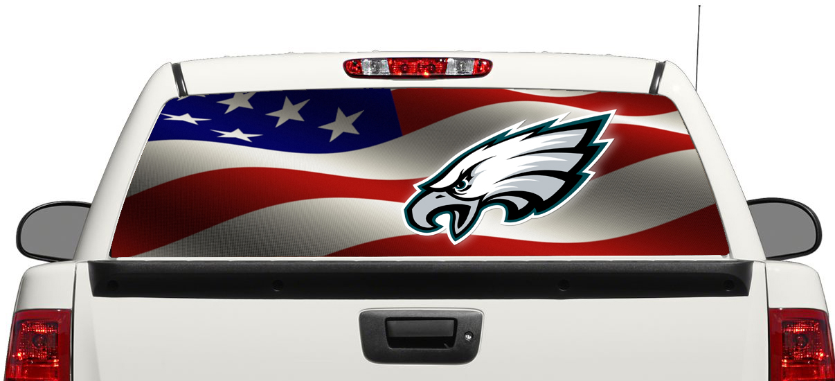 Philadelphia Eagles Voetbal Amerikaanse Vlag Achterruit Decal Sticker Pick-up Truck SUV Auto 3
