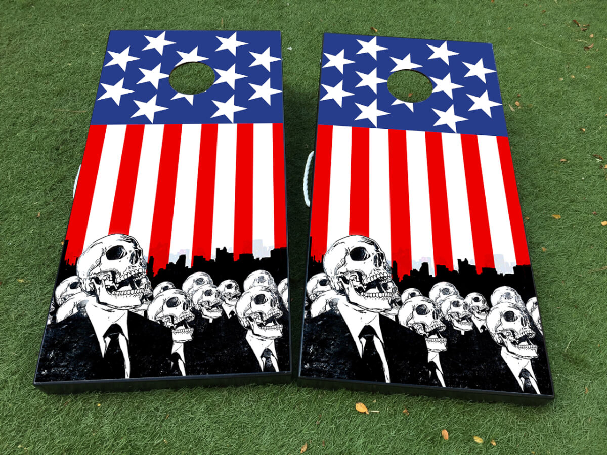 Amerikaanse Vlag Zombie Cornhole Bord Vinyl Decal Wrap Set