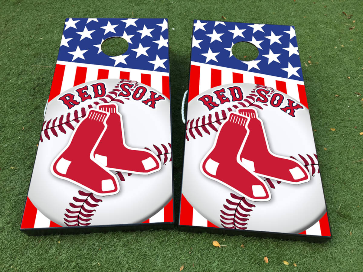 Boston Red Sox Honkbal Cornhole Bord Vinyl Wrap Decal Set
